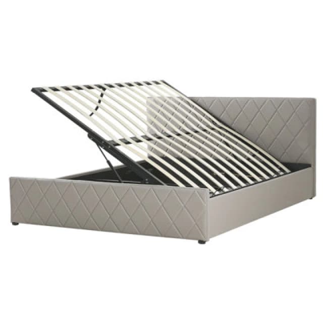 Beliani Ottoman Bed Faux Leather Rochefort 160 X 200 Cm (Eu King Size) Taupe