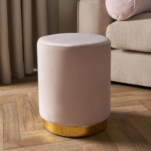 OHS OHS Matte Velvet Footstool Pouffe Modern Vanity Home Bedroom Seat Cushion Rest Chair in Pink Pink One Size Unisex 5027434198238