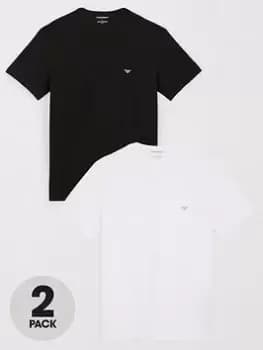 Emporio Armani Bodywear Bodywear 2 Pack Pure Cotton Lounge T-Shirt - Black/White, Size L, Men