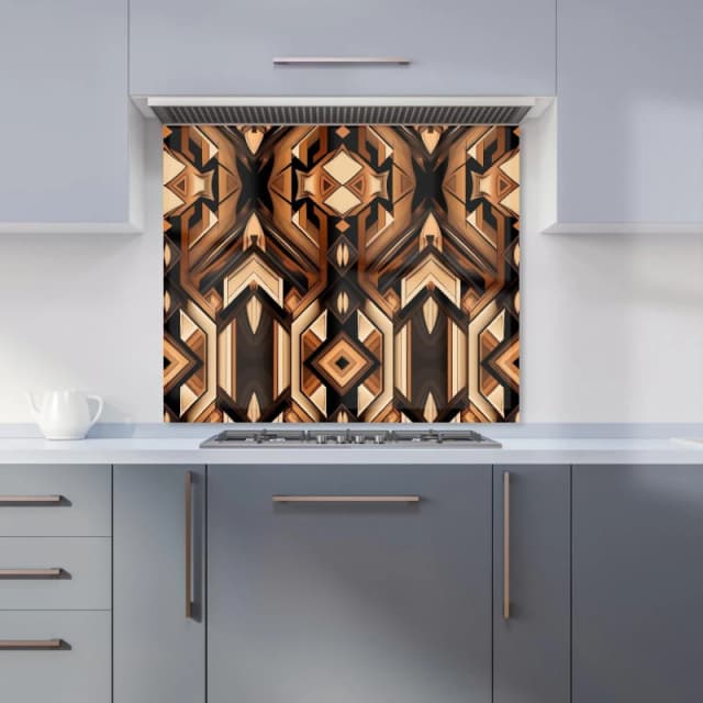 Warren Reed - Designer Black & Brown Intricate Pattern Kitchen Splashback Size: 600mm x 750mm Brown Unisex 600mm x 750mm
