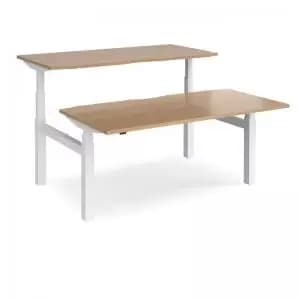 Elev8 Touch sit-stand back-to-back desks 1600mm x 1650mm - white frame