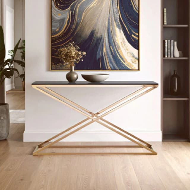 Premier Housewares Elegant Montril Console Table, Optimal Dimensions Of Hallway Table, Easily Maintained Livingroom Table Gold
