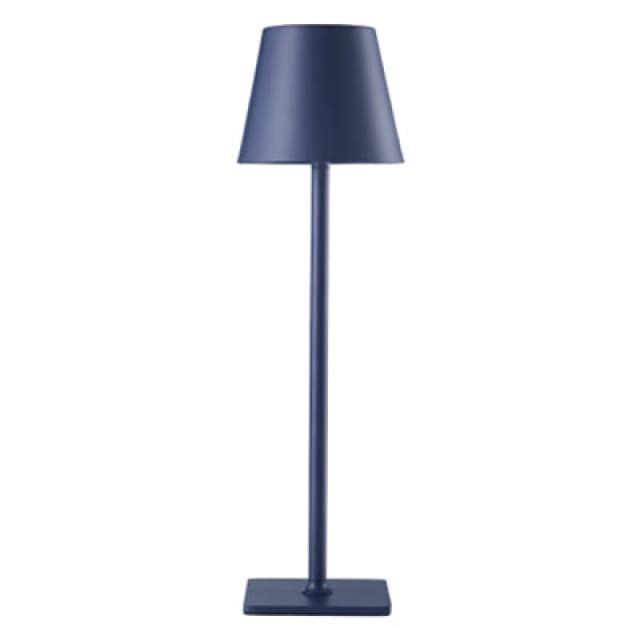 Happy Homewares Tall Navy Blue Rechargeable Touch Dimmable Table Lamp With Metal Shade