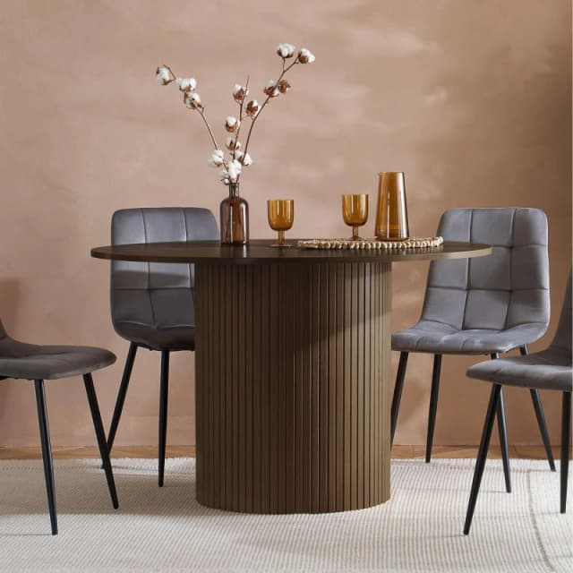 Birlea Axel Walnut Round Dining Table and 4 Chair Set