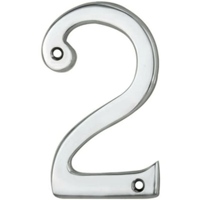 Loops Polished Chrome Door Number 2 75mm Height 4mm Depth House Numeral Plaque Multi