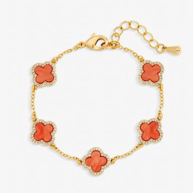 Jon Richard Gold Plated Coral Clover Station Bracelet Chain Bracelets One Size Gold 73776810000