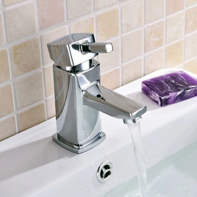 NES HOME Nes Home - Boston Contemporary Cloakroom Basin Sink Single Lever Mixer Tap & Waste 5804+WST