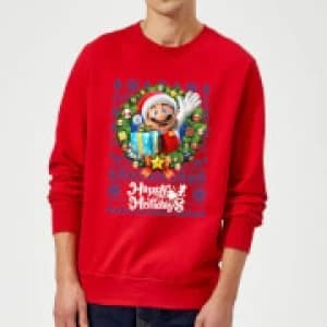 Nintendo Super Mario Happy Holidays Mario Christmas Sweatshirt - Red - L