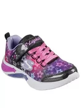 Skechers Star Sparks Light Up Trainers, Black/Multi, Size 3 Older
