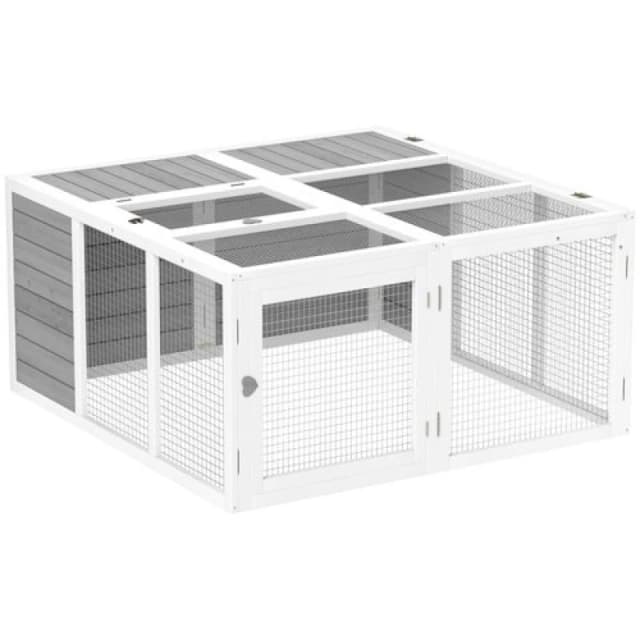 PawHut Pawhut - Rabbit Hutch Small Animal Guinea Pig House with Openable Roof Grey 5056725571597