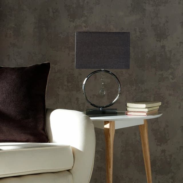 K Living Lizzy Chrome Table Lamp With Hanging Ball Pendant And Grey Shade