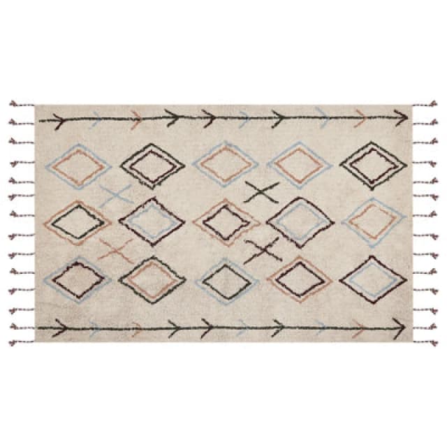 Beliani Rug Corum Beige 140 X 200 Cm Cotton