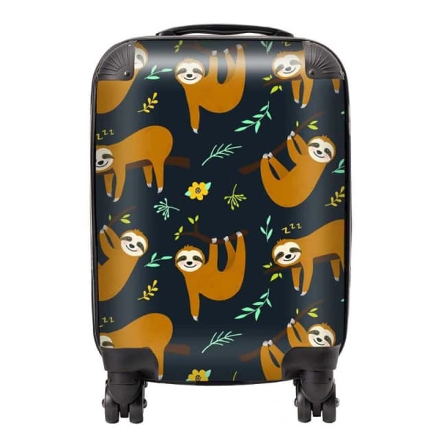 Warren Reed - Designer Cute Sloths Suitcase in Brown Size: Small Brown Unisex Small