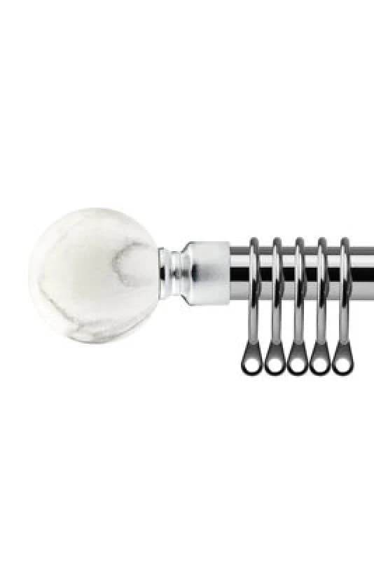 16-19mm Mineral Extendable Metal Curtain Pole Set Brushed Silver 120-210Cm