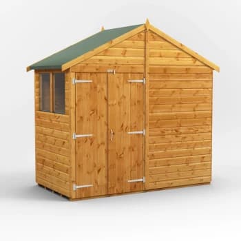 4x4 Power Apex Double Door Garden Shed - Brown