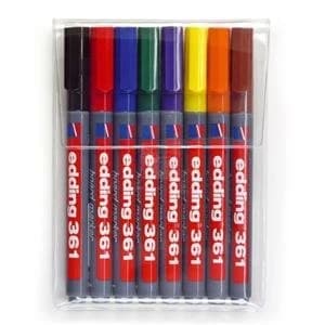 Original Edding 3618S Whiteboard Marker Bullet Tip 1mm Line Assorted Colour Pack of 8 Whiteboard Markers