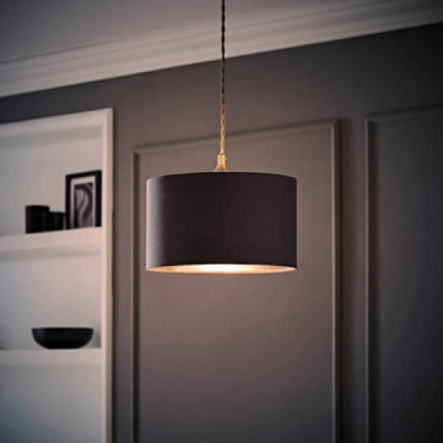 ValueLights ValueLights Reni Charcoal with Chrome Inner Easy Fit Ceiling Lamp Shade and Bulb Size: Small Charcoal Small Unisex 5059406062094