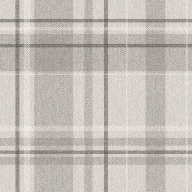Crown Crown - Harris Tweed Herringbone Check Soft Grey Wallpaper Luxury Fabric Effect WL-M1871