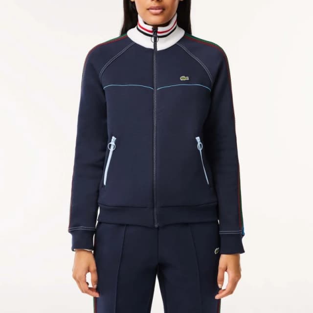 Lacoste Paris French Made Stripe Collar Zipped Sweatshirt - Blue Blue 16