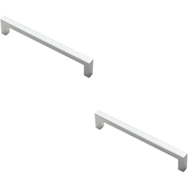 Loops 2x Square Block Pull Handle 170 x 10mm 160mm Fixing Centres Polished Chrome Multi unisex