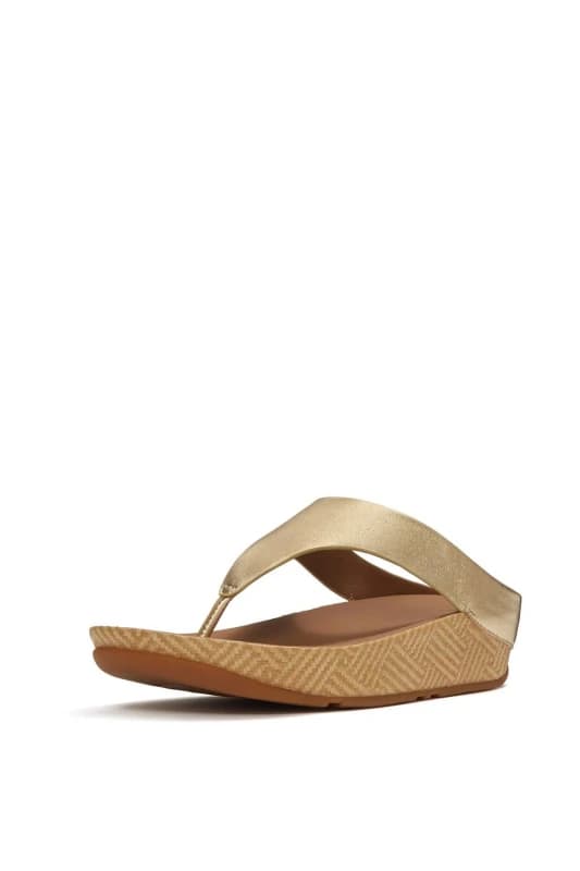 FitFlop Womens Lulu Lux Graphic-Weave Toe-Post Sandal in Gold Size: 4 Gold Female 4