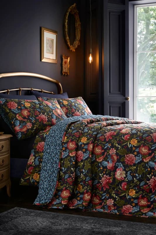 Dreams and Drapes Bejewelled 200cmx230cm Bedspread Set Navy