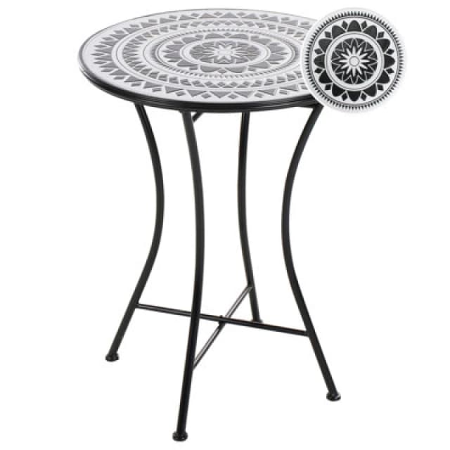 Beliani Bistro Table Comiso 60 Cm 60 Cm Metal Black/ White