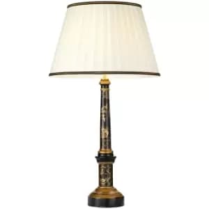 Elstead - LightBox Strasbourg Black Decorated Wood Table Lamp, Tall Empire Shade