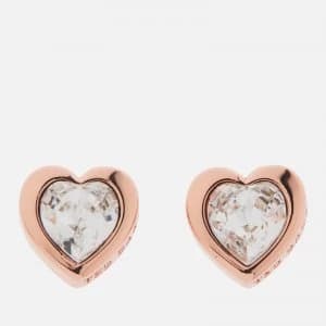 Ted Baker Womens Han Swarovski Crystal Heart Earrings - Rose Gold/Crystal