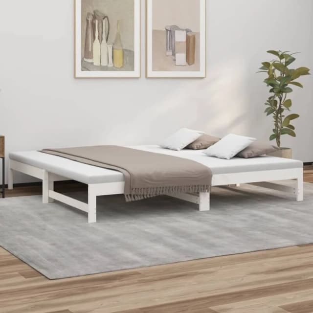 Vidaxl Pull-out Day Bed White 2X(100X200) Cm Solid Wood Pine, White 823400