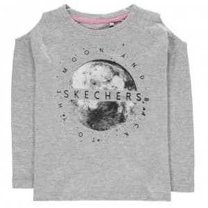 Skechers Cold Shoulder Long Sleeve T Shirt Junior Girls - Grey Marl