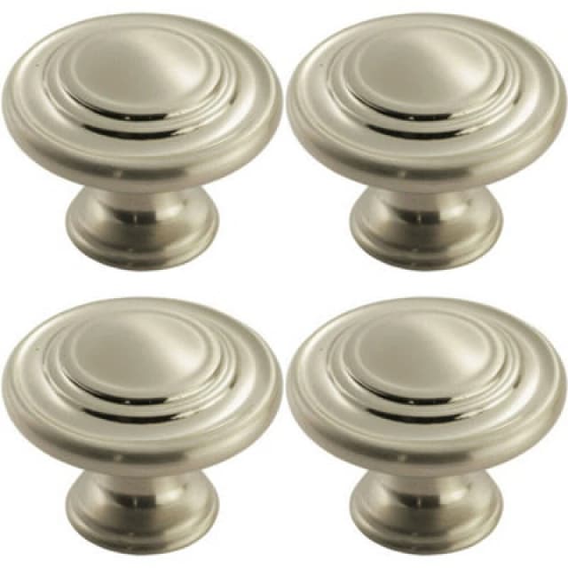 Loops 4x Round Ringed Pattern Door Knob 32mm Diameter Satin Nickel Cabinet Handle Metallics unisex
