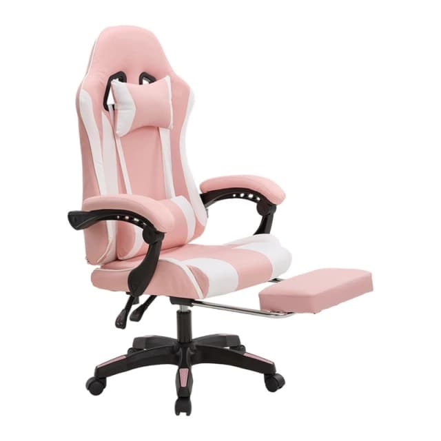 Kabinet UK High Back Gaming Chair with Footrest Pink/White unisex One Size