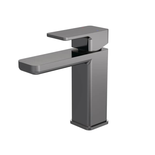 Balterley Square Mono Basin Mixer Tap Push Button Waste Brushed Pewter Silver