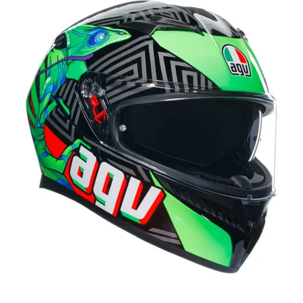 AGV K3 E2206 MPLK Kamaleon Black Red Green 013 Full Face Helmet Size XL