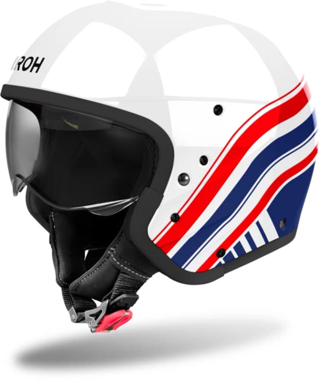 Airoh J 110 Eon Gloss White Red Blue Jet Helmet Size M