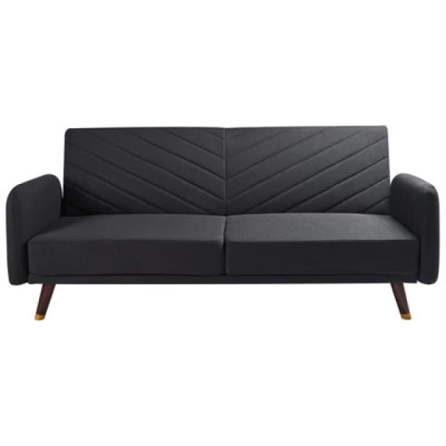 Beliani Sofa Bed 3 Seater Senja Faux Linen Black