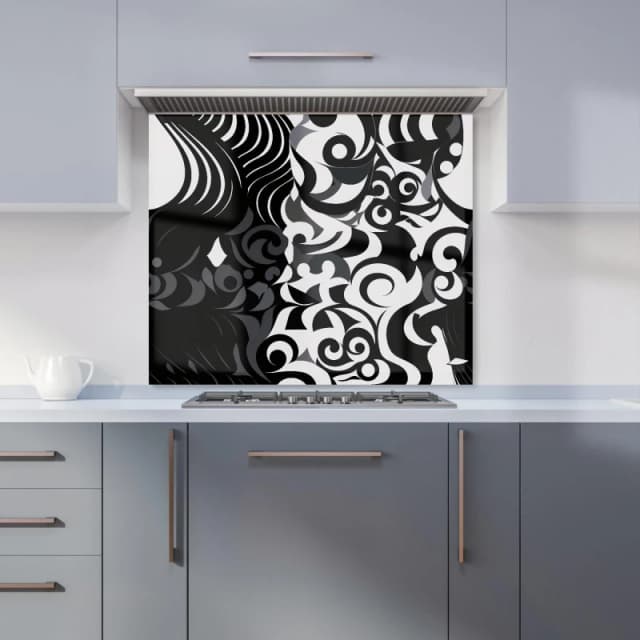 Warren Reed - Designer Black Grey Abstract Kitchen Splashback Size: 600mm x 750mm Black Unisex 600mm x 750mm