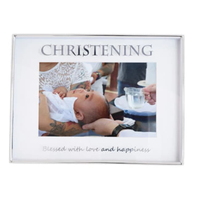 Happy Homewares Silver Christening 4X6 Picture Frame For Wall Or Table Use