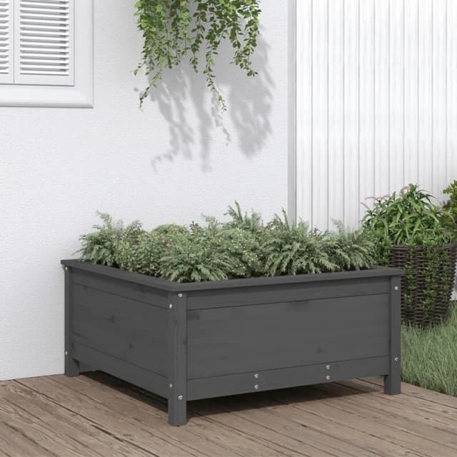 vidaXL Garden Planter Grey 82.5x82.5x39cm Solid Wood Pine, Grey 825298