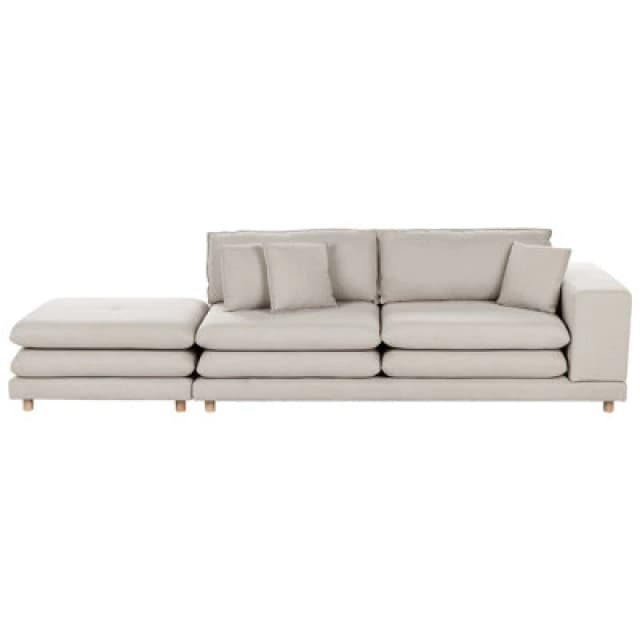 Beliani Sofa 2 Seater Heden Fabric Beige With Ottoman