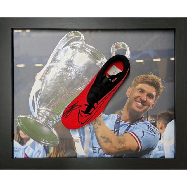 AllStarSignings Ltd John Stones signed Manchester City Nike boot Blue unisex One Size