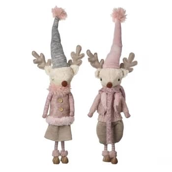 Reindeer In Pink Jumpers (Set of 2)