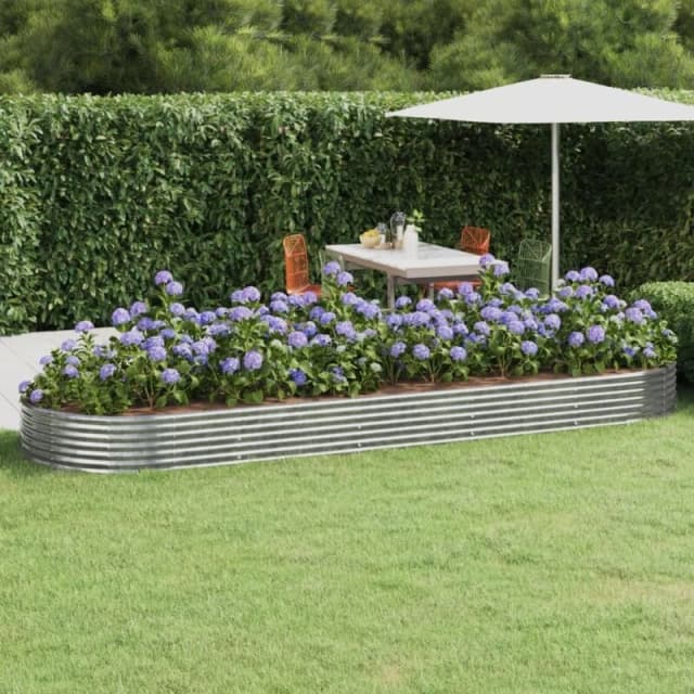 vidaXL Garden Raised Bed Powder-coated Steel 450x140x36cm Silver 319042