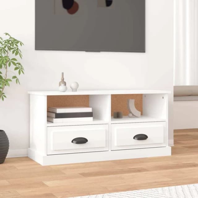 vidaXL TV Cabinet High Gloss White 93x35.5x45cm Engineered Wood, White 816466