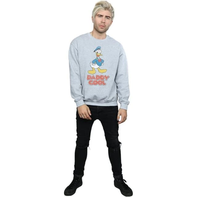Disney Men Daddy Cool Donald Duck Sweatshirt in Grey Size: Small Grey S Male 5063377485684
