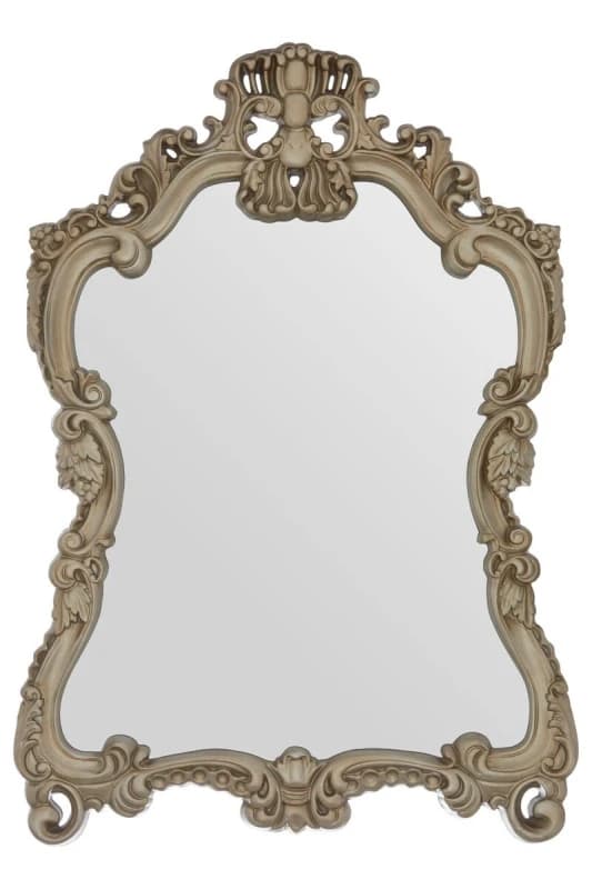 Orsina Baroque Wall Mirror With Gold Frame & Decorative Shell Motifs, Accent Mirror, Floral Detailing Wall Mirror Gold Unisex