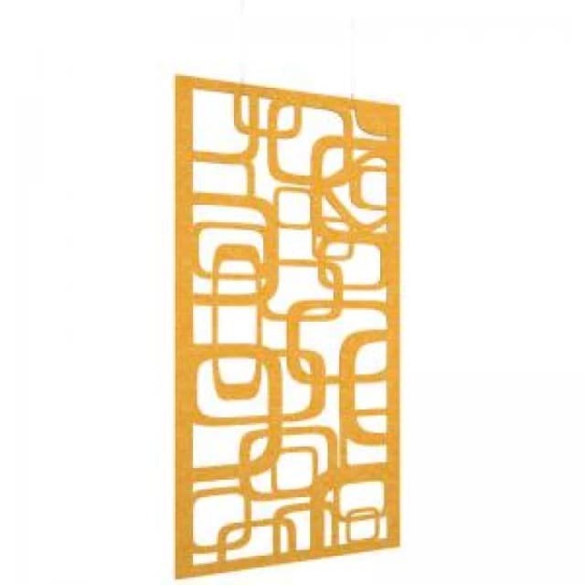 Piano Chords Acoustic Patterned Hanging Screens In Yellow H2400 x W1200mm with Hanging Wires And Hooks - Bygone
