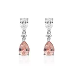Diamonfire Silver Pink Zirconia Teardrop Drop Earrings