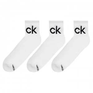 Calvin Klein Quarter Logo 3 Pack Socks - White